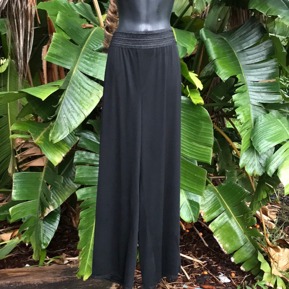 Avenue wide leg sheer layer palazzo pant